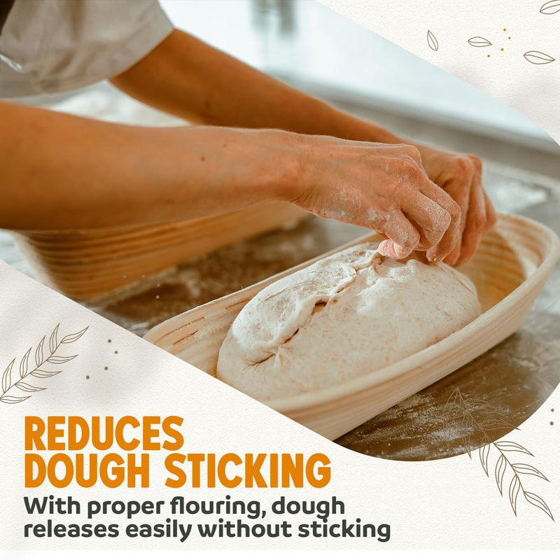 Vollum Banneton Bread Proofing Basket Sourdough Proofing Basket for Beginners & Professional Bakers, Handwoven Rattan Cane Bread Maker with Linen for Artisan Breads, 7 x 4 Inch, 0.5-Pound Round - Image 5